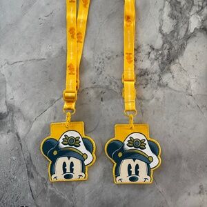 Lot of 2 Disney Cruise Line 25th Anniversary Gold Castaway Club Mickey Lanyard